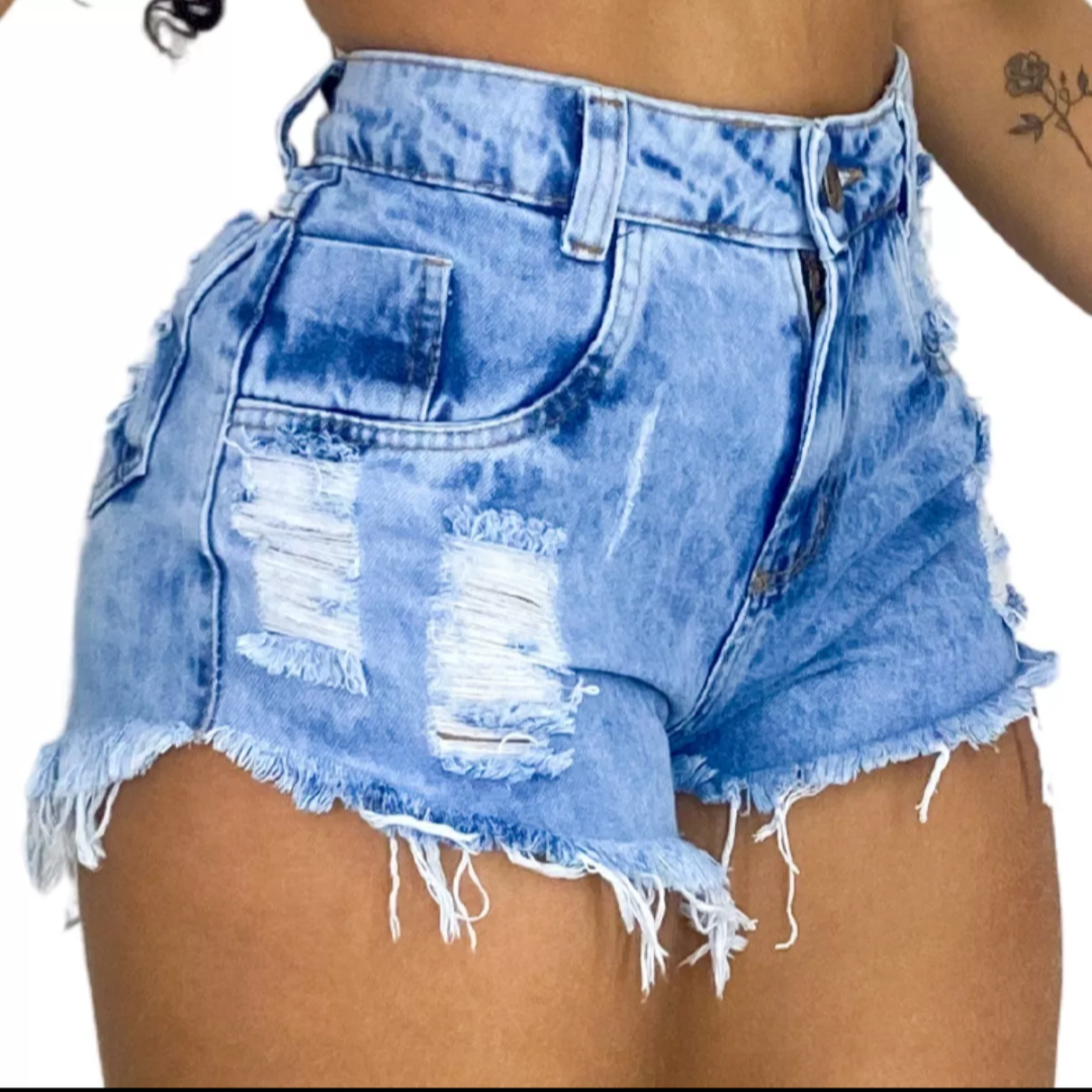 Short jeans feminino cintura alta